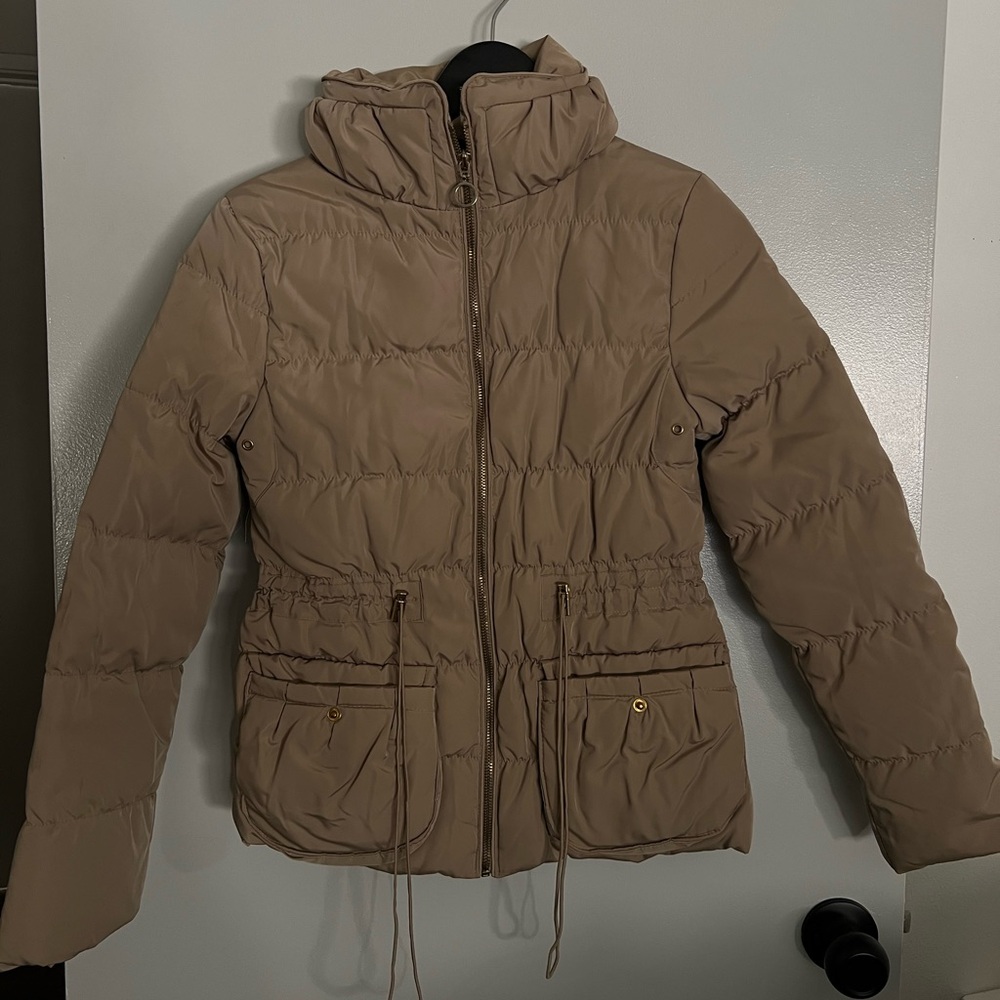 Zara basics cream puffer jacket
